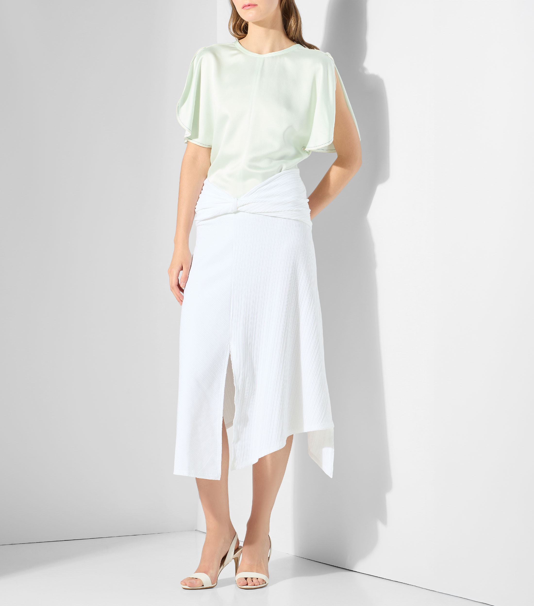 Blusa lisa con manga corta Mujer